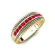 4 - Zaid 0.55 ctw Round Ruby Two Toned and High Polished Edges Men Wedding Band (8 mm) 