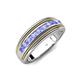 4 - Zaid 0.50 ctw Round Tanzanite Two Toned and High Polished Edges Men Wedding Band (8 mm) 