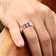 2 - Carter 0.54 ctw Baguette Shape Amethyst Two Stone Men Wedding Band (5 mm) 