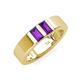 4 - Carter 0.54 ctw Baguette Shape Amethyst Two Stone Men Wedding Band (5 mm) 