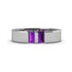 1 - Carter 0.54 ctw Baguette Shape Amethyst Two Stone Men Wedding Band (5 mm) 
