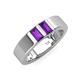 4 - Carter 0.54 ctw Baguette Shape Amethyst Two Stone Men Wedding Band (5 mm) 