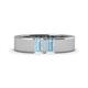 1 - Carter 0.54 ctw Baguette Shape Aquamarine Two Stone Men Wedding Band (5 mm) 