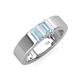 4 - Carter 0.54 ctw Baguette Shape Aquamarine Two Stone Men Wedding Band (5 mm) 