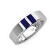 4 - Carter 0.60 ctw Baguette Shape Blue Sapphire Two Stone Men Wedding Band (5 mm) 