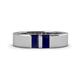 1 - Carter 0.60 ctw Baguette Shape Blue Sapphire Two Stone Men Wedding Band (5 mm) 