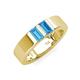 4 - Carter 0.60 ctw Baguette Shape Blue Topaz Two Stone Men Wedding Band (5 mm) 