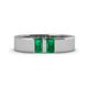 1 - Carter 0.50 ctw Baguette Shape Emerald Two Stone Men Wedding Band (5 mm) 