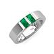 4 - Carter 0.50 ctw Baguette Shape Emerald Two Stone Men Wedding Band (5 mm) 