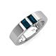 4 - Carter 0.60 ctw Baguette Shape London Blue Topaz Two Stone Men Wedding Band (5 mm) 