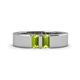 1 - Carter 0.60 ctw Baguette Shape Peridot Two Stone Men Wedding Band (5 mm) 