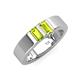 4 - Carter 0.60 ctw Baguette Shape Peridot Two Stone Men Wedding Band (5 mm) 