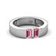 3 - Carter 0.60 ctw Baguette Shape Pink Tourmaline Two Stone Men Wedding Band (5 mm) 