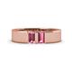 1 - Carter 0.60 ctw Baguette Shape Pink Tourmaline Two Stone Men Wedding Band (5 mm) 