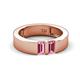 3 - Carter 0.60 ctw Baguette Shape Pink Tourmaline Two Stone Men Wedding Band (5 mm) 