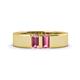 1 - Carter 0.60 ctw Baguette Shape Pink Tourmaline Two Stone Men Wedding Band (5 mm) 