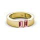 3 - Carter 0.60 ctw Baguette Shape Pink Tourmaline Two Stone Men Wedding Band (5 mm) 