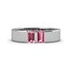 1 - Carter 0.60 ctw Baguette Shape Pink Tourmaline Two Stone Men Wedding Band (5 mm) 