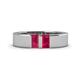 1 - Carter 0.60 ctw Baguette Shape Ruby Two Stone Men Wedding Band (5 mm) 