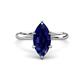 1 - Solina 2.24 ctw Marquise Shape Created Blue Sapphire accented Lab Grown Diamond Hidden Halo Women Engagement Ring 