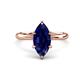 1 - Solina 2.24 ctw Marquise Shape Created Blue Sapphire accented Lab Grown Diamond Hidden Halo Women Engagement Ring 