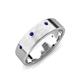 3 - Orion 0.20 ctw Round Blue Sapphire Brushed Satin Finish Men Wedding Band (7 mm) 