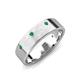 3 - Orion 0.14 ctw Round Emerald Brushed Satin Finish Men Wedding Band (7 mm) 