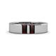 1 - Carter 0.60 ctw Baguette Shape Red Garnet Two Stone Men Wedding Band (5 mm) 