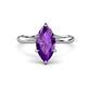 1 - Solina 2.14 ctw Marquise Shape Amethyst accented Lab Grown Diamond Hidden Halo Women Engagement Ring 