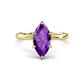 1 - Solina 2.14 ctw Marquise Shape Amethyst accented Lab Grown Diamond Hidden Halo Women Engagement Ring 