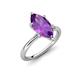 4 - Solina 2.14 ctw Marquise Shape Amethyst accented Lab Grown Diamond Hidden Halo Women Engagement Ring 
