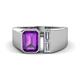 1 - Vincere 1.67 ctw Emerald Shape Amethyst accented Baguette Shape Lab Grown Diamond Women Three Stone Engagement Ring 