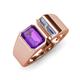 4 - Vincere 1.67 ctw Emerald Shape Amethyst accented Baguette Shape Lab Grown Diamond Women Three Stone Engagement Ring 