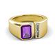 3 - Vincere 1.67 ctw Emerald Shape Amethyst accented Baguette Shape Lab Grown Diamond Women Three Stone Engagement Ring 