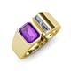 4 - Vincere 1.67 ctw Emerald Shape Amethyst accented Baguette Shape Lab Grown Diamond Women Three Stone Engagement Ring 