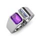 4 - Vincere 1.67 ctw Emerald Shape Amethyst accented Baguette Shape Lab Grown Diamond Women Three Stone Engagement Ring 