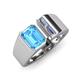 4 - Vincere 2.22 ctw Emerald Shape Blue Topaz accented Baguette Shape Lab Grown Diamond Women Three Stone Engagement Ring 