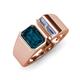 4 - Vincere 2.22 ctw Emerald Shape London Blue Topaz accented Baguette Shape Lab Grown Diamond Women Three Stone Engagement Ring 
