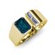 4 - Vincere 2.22 ctw Emerald Shape London Blue Topaz accented Baguette Shape Lab Grown Diamond Women Three Stone Engagement Ring 