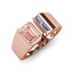 4 - Vincere 1.62 ctw Emerald Shape Morganite accented Baguette Shape Lab Grown Diamond Women Three Stone Engagement Ring 