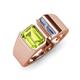 4 - Vincere 1.92 ctw Emerald Shape Peridot accented Baguette Shape Lab Grown Diamond Women Three Stone Engagement Ring 