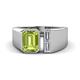 1 - Vincere 1.92 ctw Emerald Shape Peridot accented Baguette Shape Lab Grown Diamond Women Three Stone Engagement Ring 