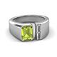 3 - Vincere 1.92 ctw Emerald Shape Peridot accented Baguette Shape Lab Grown Diamond Women Three Stone Engagement Ring 