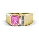 1 - Vincere 1.72 ctw Emerald Shape Pink Sapphire accented Baguette Shape Lab Grown Diamond Women Three Stone Engagement Ring 