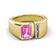 3 - Vincere 1.72 ctw Emerald Shape Pink Sapphire accented Baguette Shape Lab Grown Diamond Women Three Stone Engagement Ring 