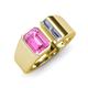 4 - Vincere 1.72 ctw Emerald Shape Pink Sapphire accented Baguette Shape Lab Grown Diamond Women Three Stone Engagement Ring 