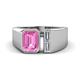 1 - Vincere 1.72 ctw Emerald Shape Pink Sapphire accented Baguette Shape Lab Grown Diamond Women Three Stone Engagement Ring 