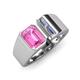 4 - Vincere 1.72 ctw Emerald Shape Pink Sapphire accented Baguette Shape Lab Grown Diamond Women Three Stone Engagement Ring 