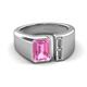 3 - Vincere 1.72 ctw Emerald Shape Pink Sapphire accented Baguette Shape Lab Grown Diamond Women Three Stone Engagement Ring 