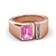 3 - Vincere 1.72 ctw Emerald Shape Pink Sapphire accented Baguette Shape Lab Grown Diamond Women Three Stone Engagement Ring 
